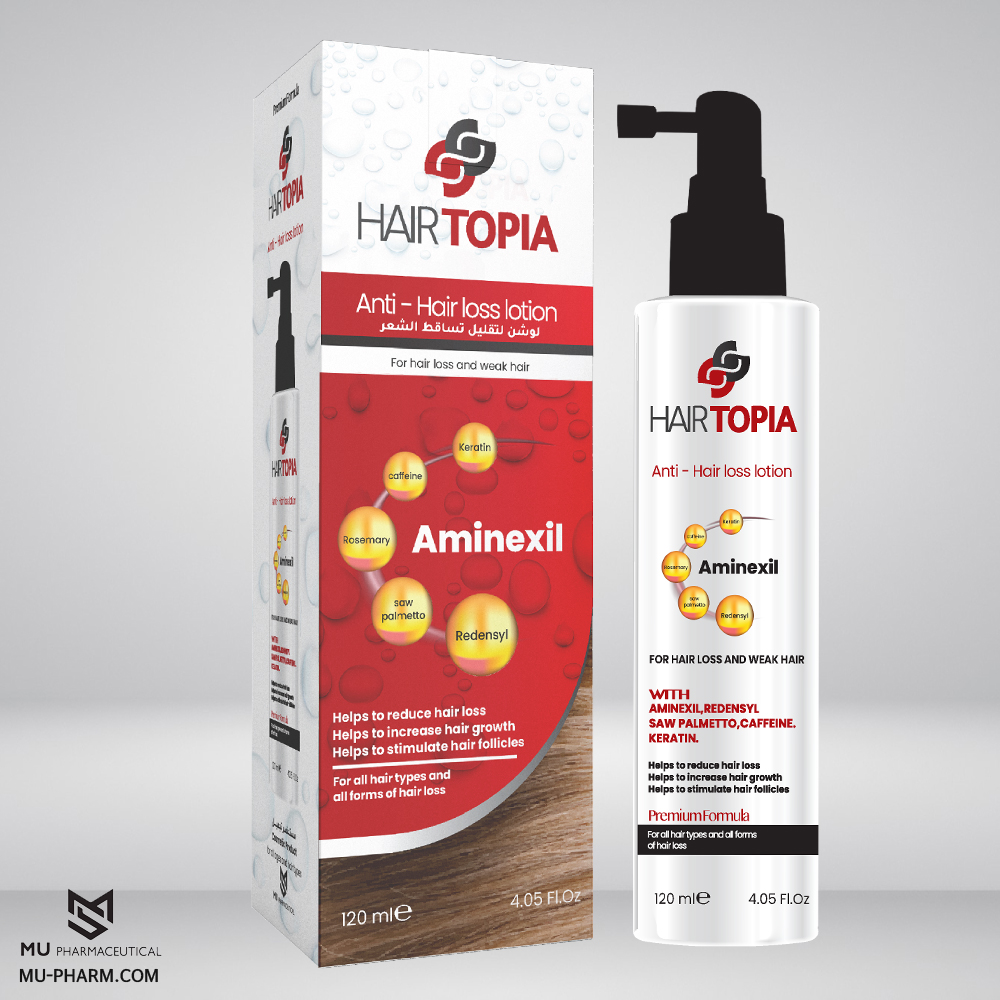 لوشن HairTopia المتطور: تركيبة الأمينكسيل والريدينسيل لوقف التساقط وتعزيز الكثافة
